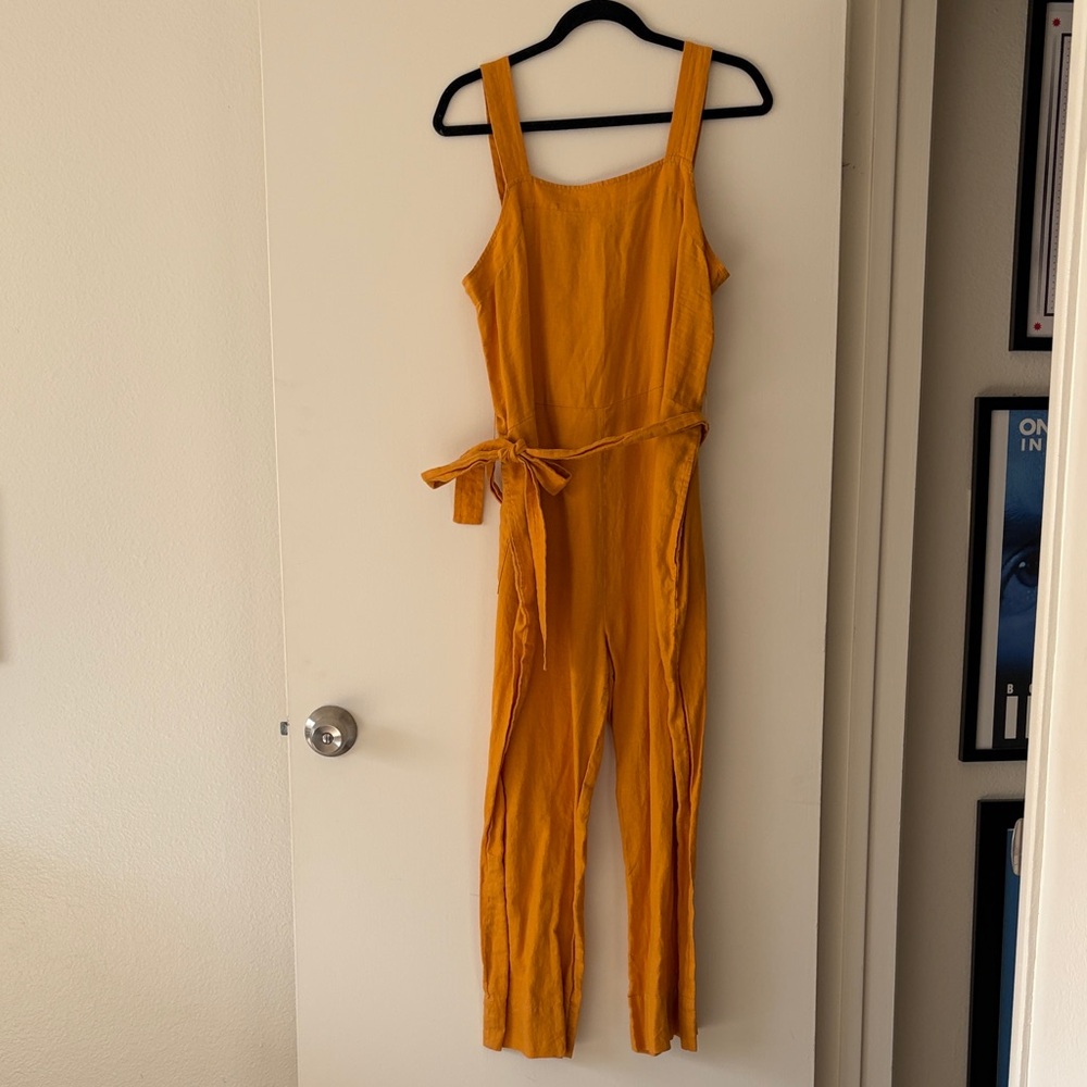 Everlane 100% Linen Mustard Jumpsuit